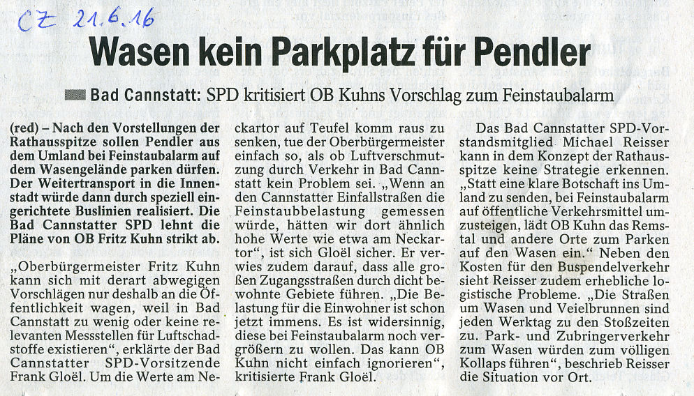 Wasen kein Parkplatz für Pendler